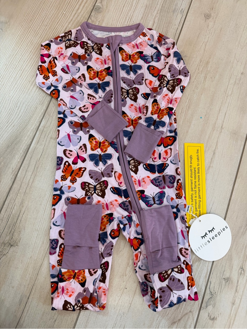 Little Sleepies Butterfly Kisses Zip-Up Footed Pajamas